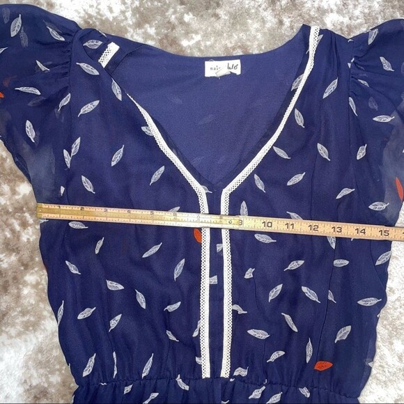 Maison Jules Dress Navy blue with white feathers red, white & blue SZ Sm - Picture 5 of 9